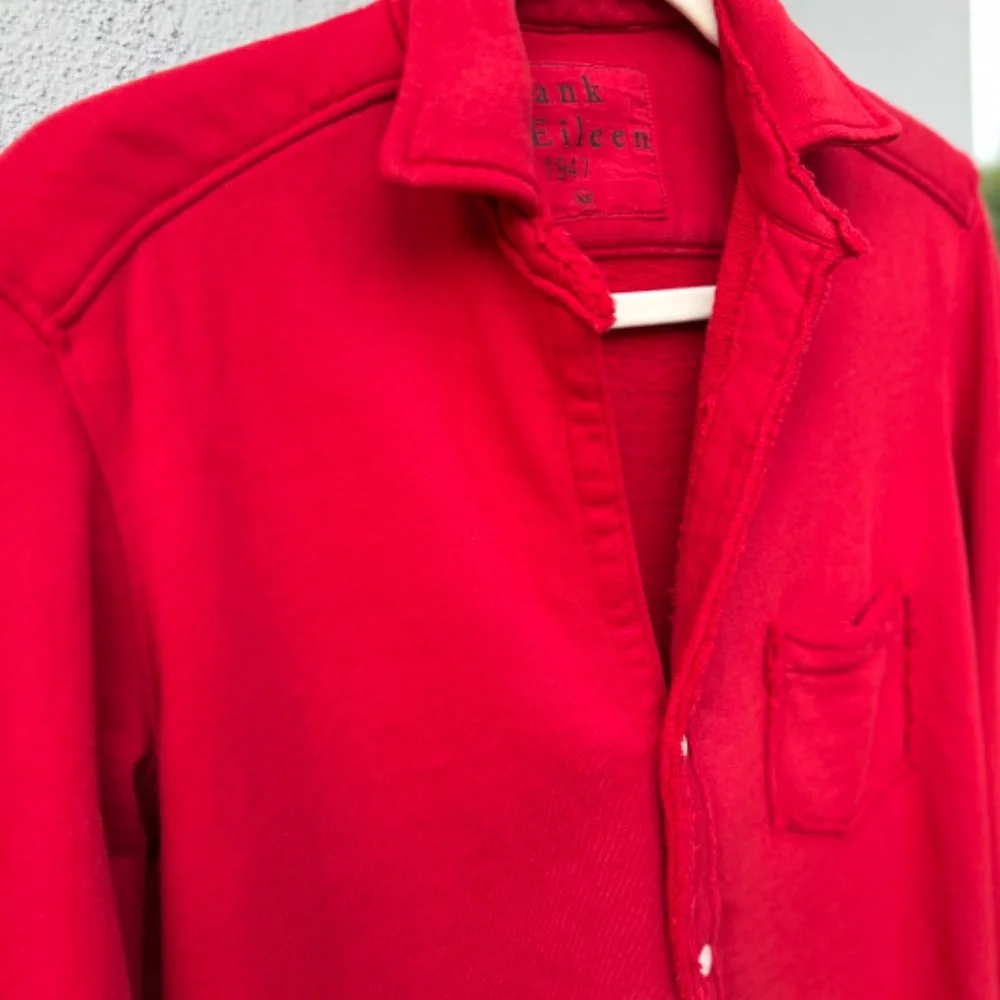 Red Frank & Eileen Cotton Triple Fleece Button Down Sweatshirt Shirt XS - Picture 5 of 8